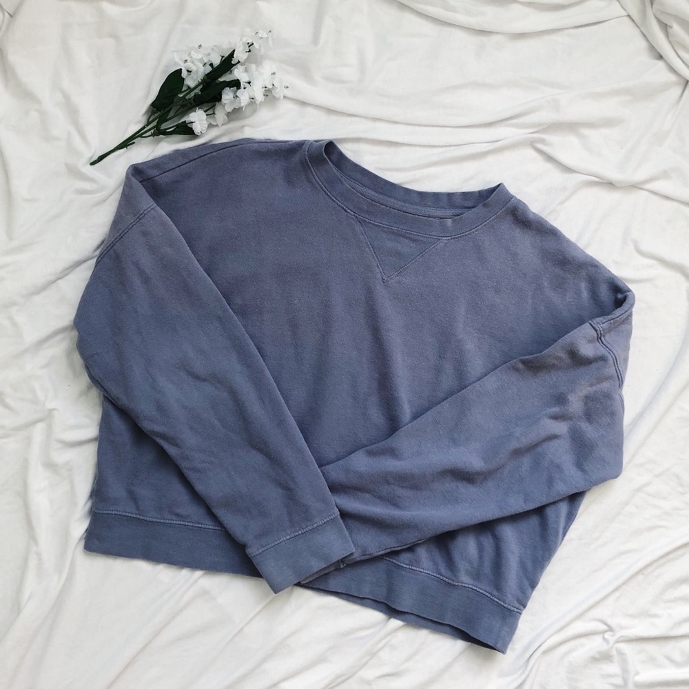 SALE Purple Cropped Crew Neck Sweatshirt